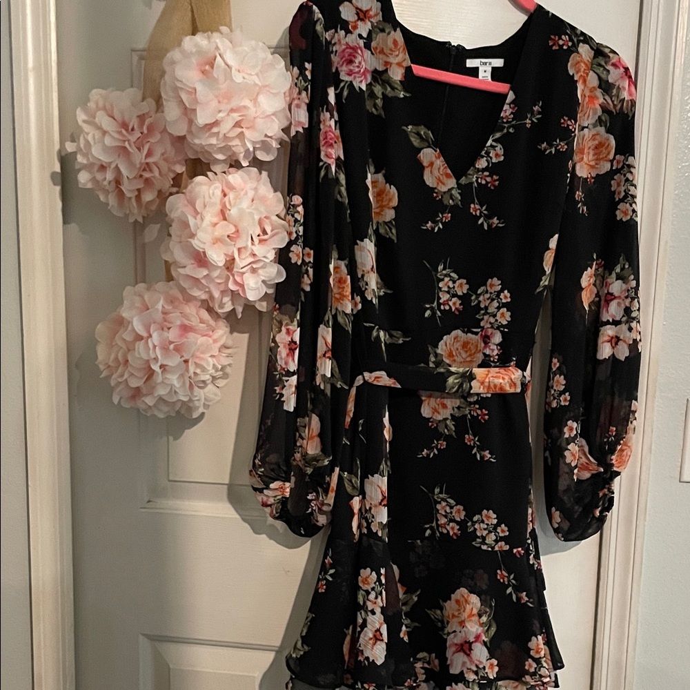 Bar III Black Floral Mini Dress